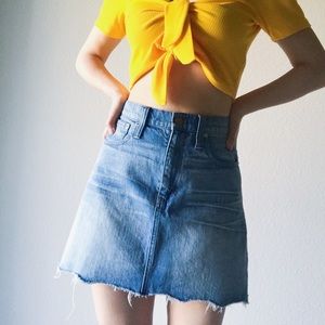 Madewell ripped denim skirt